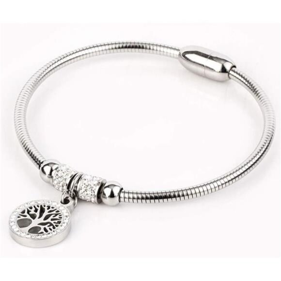 Jude Jewelers Stainless Steel Tree of Life Charm Bangle Bracelet Cocktail Party - Picture 2 of 3